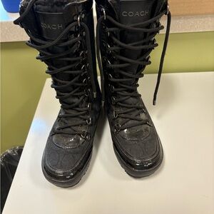 Coach Women's Black Lace-Up Winter Boots